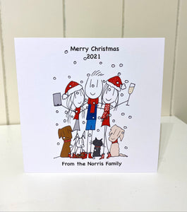Personalised Family Christmas cards - set of 10