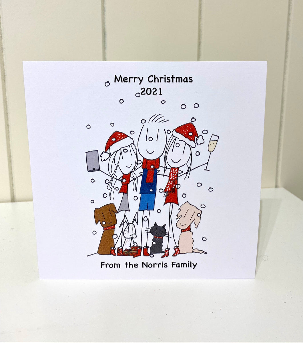 Personalised Family Christmas cards - set of 10