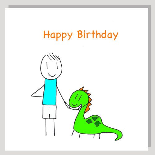 Boy & dinosaur card