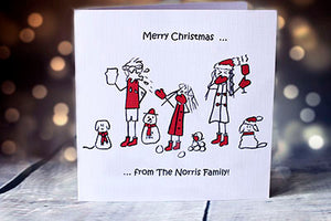 Personalised Family Christmas cards - set of 10